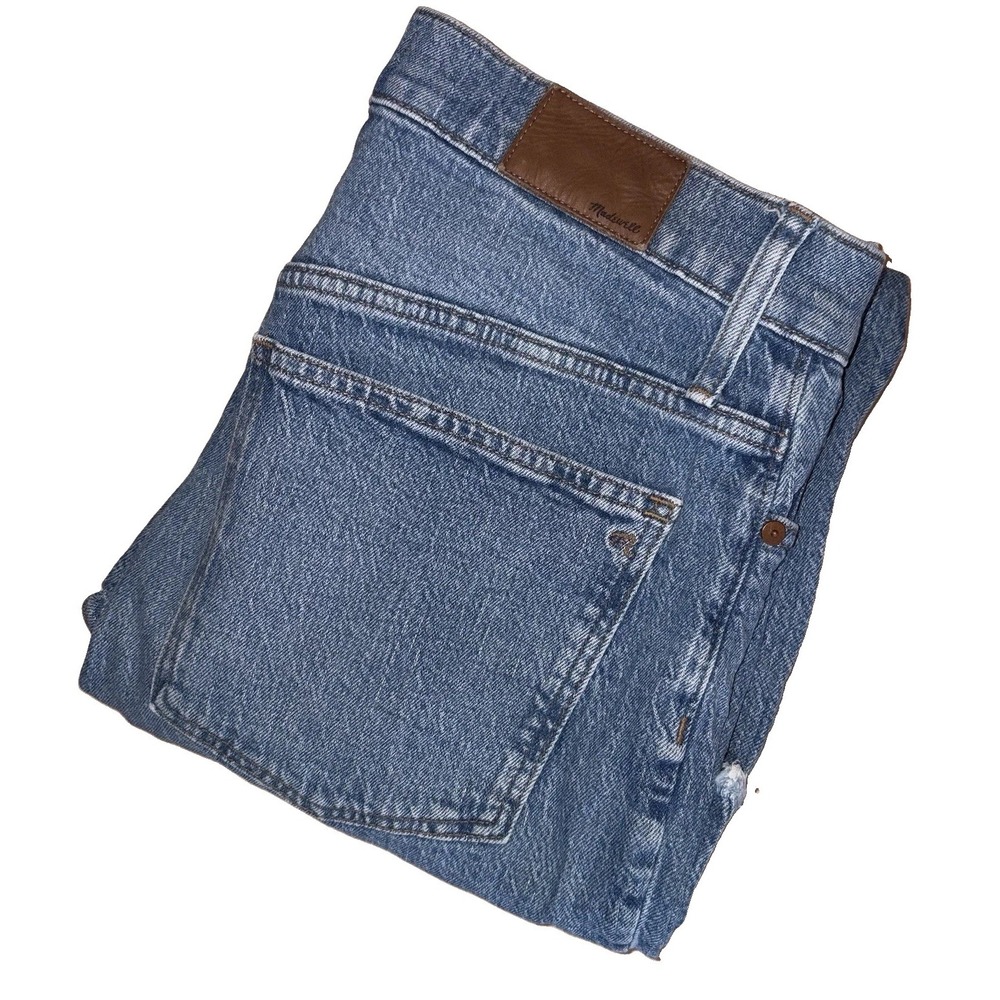 Madewell Womens 31 Perfect Vintage Jean Straight Raw Hem Light Wash Stretch